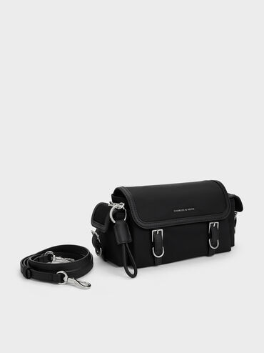 Levy Nylon Buckled Crossbody Bag, Noir, hi-res