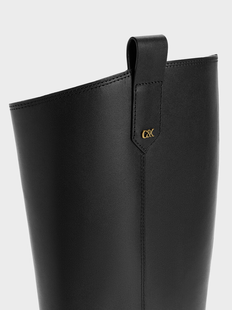 Kallie Leather Knee-High Boots, Black, hi-res