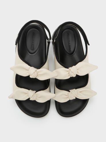 Knot-Bow Double-Strap Slingback Sandals, Chalk, hi-res