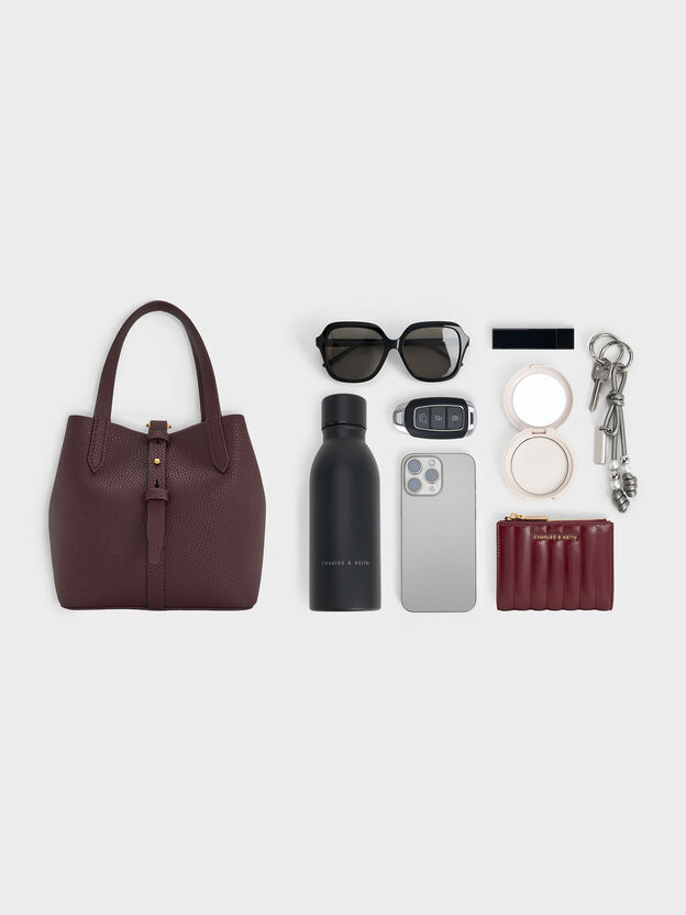 Beryl Belted Bucket Bag, Wineberry Red, hi-res