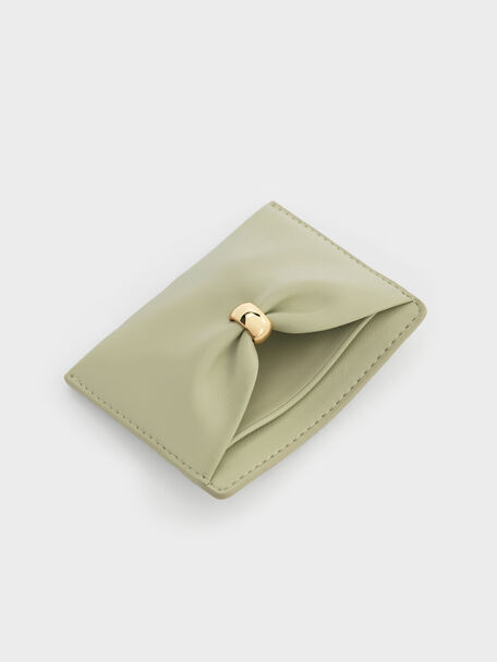 Halsey Ruched Card Holder, Pale Sage, hi-res