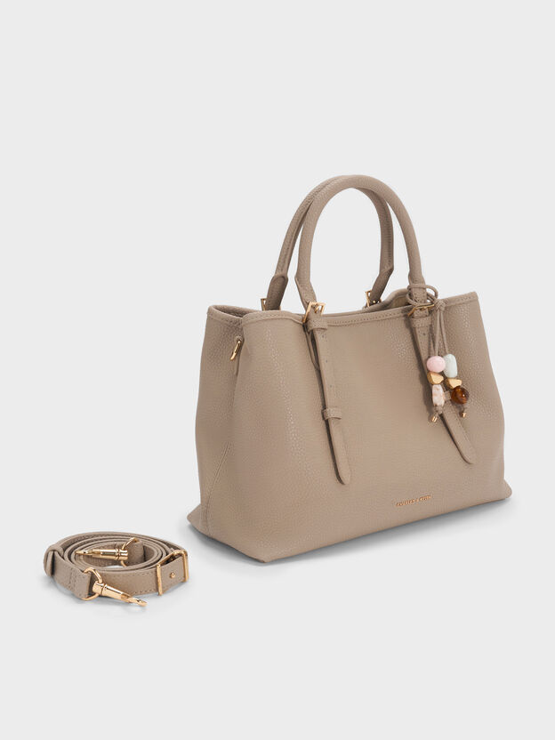 Baral Bead-Charm Tote Bag, Taupe, hi-res