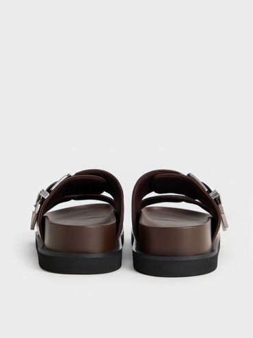 Kirke Buckled Double-Strap Sandals, Dark Brown, hi-res