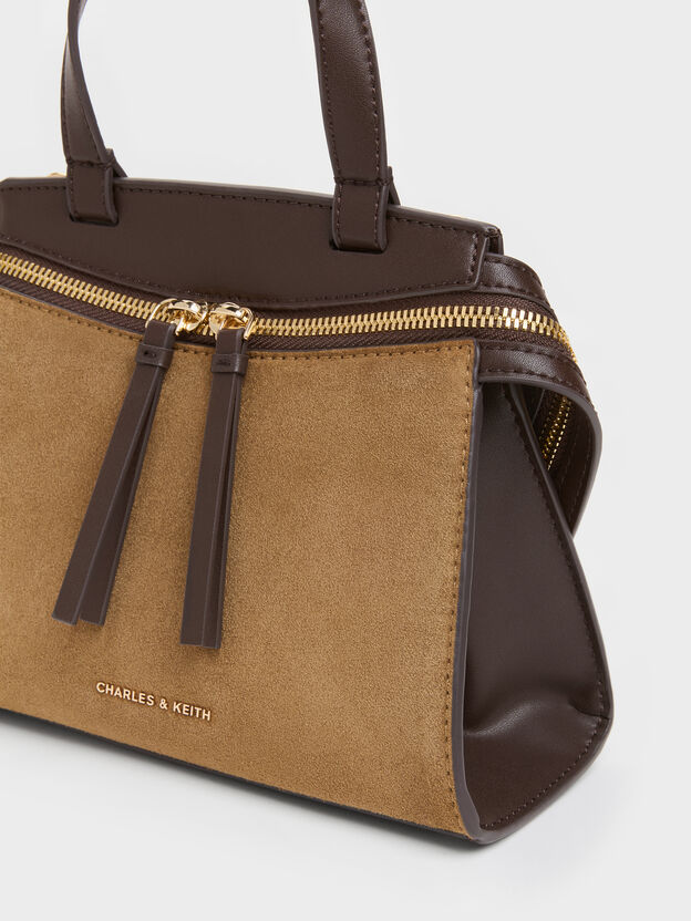 Pansy Two-Tone Trapeze Top Handle Bag, Sahara Sand, hi-res