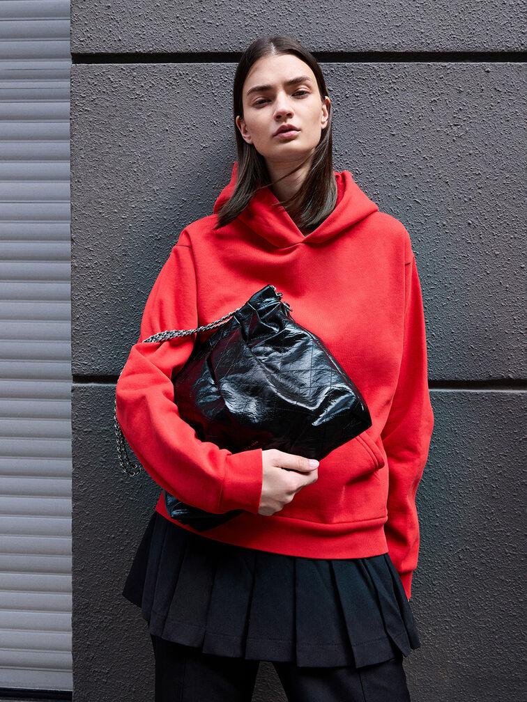 Duo Double Chain Hobo Bag, Noir, hi-res