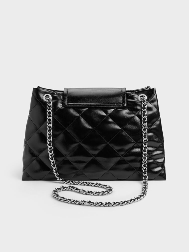 Large Apfra Quilted Shoulder Bag, Noir, hi-res