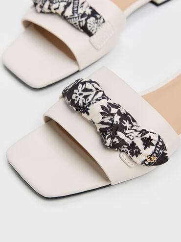 Tayari Leather Printed-Strap Slide Sandals, Chalk, hi-res