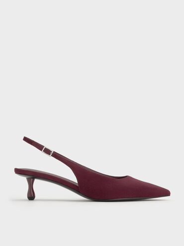 Ruthie Faux Suede Slingback Pumps, Burgundy, hi-res