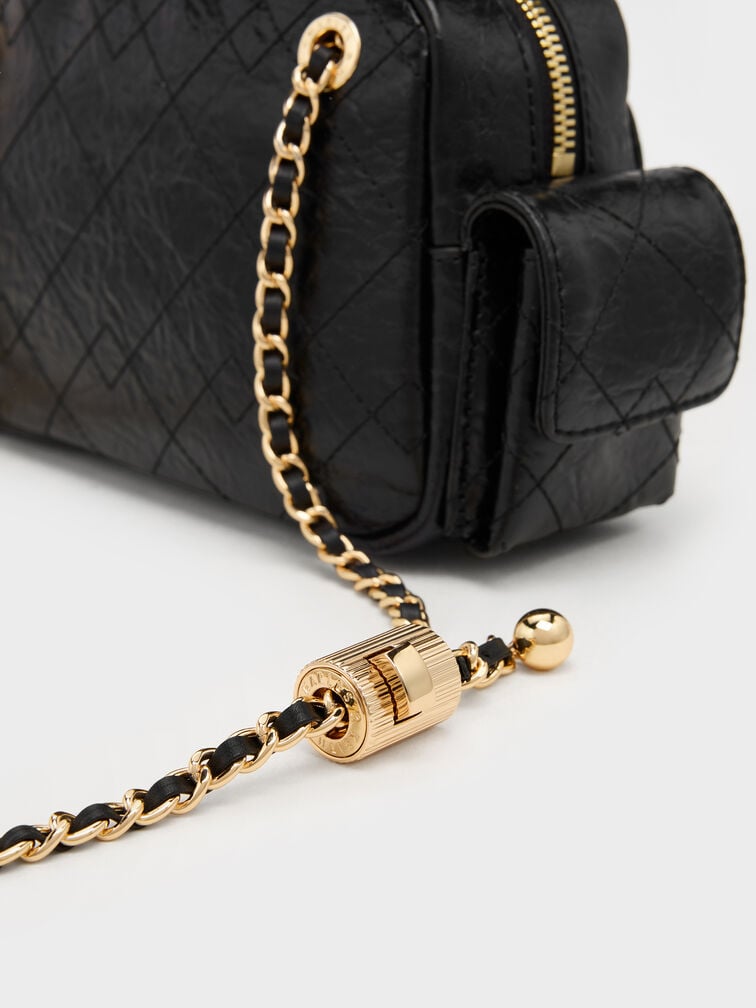 Duo Quilted Crossbody Bag, Black, hi-res