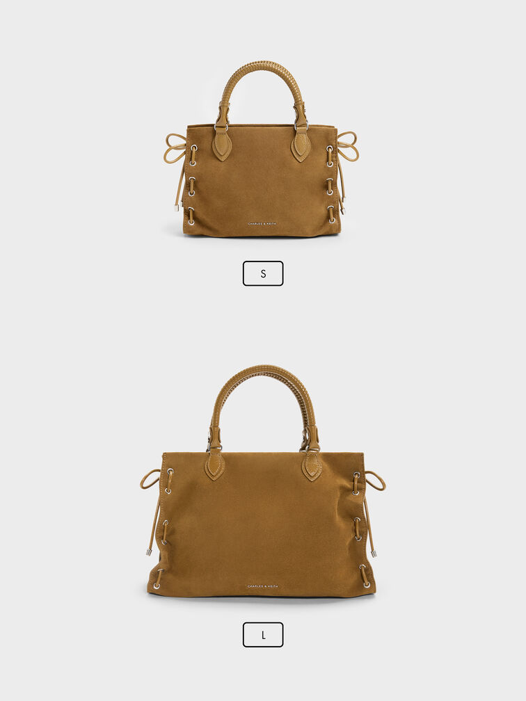 Large Nylah Grommet Lace-Up Tote Bag, Sahara Sand, hi-res