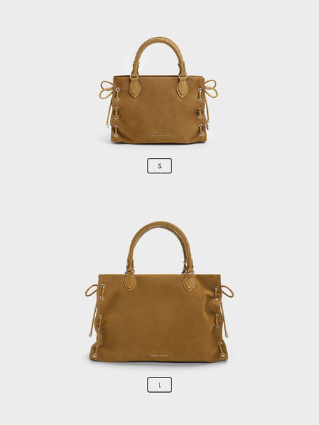 Large Nylah Grommet Lace-Up Tote Bag, Sahara Sand, hi-res