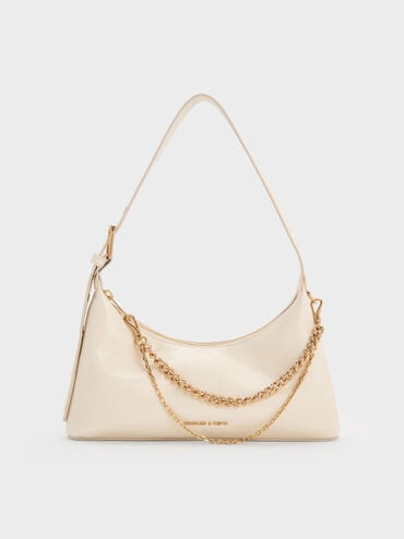 Atwood Chain-Embellished Shoulder Bag, Cream, hi-res