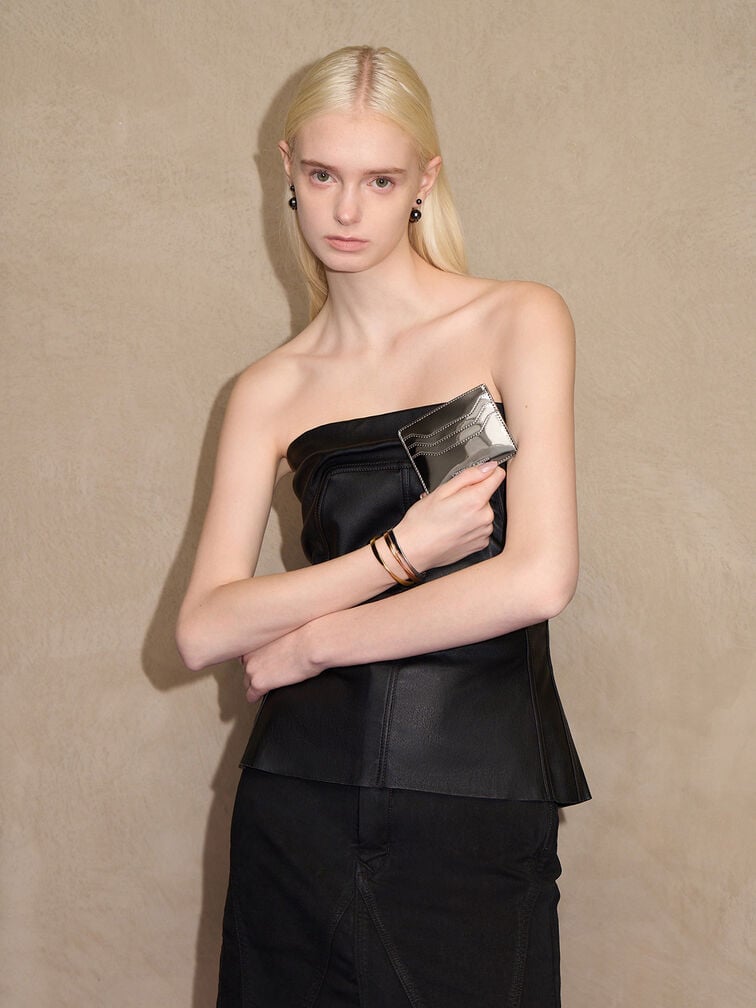 Carli Metallic Multi-Slot Card Holder, Pewter Carli Metallic Multi-Slot Card Holder, Pewter, hi-res