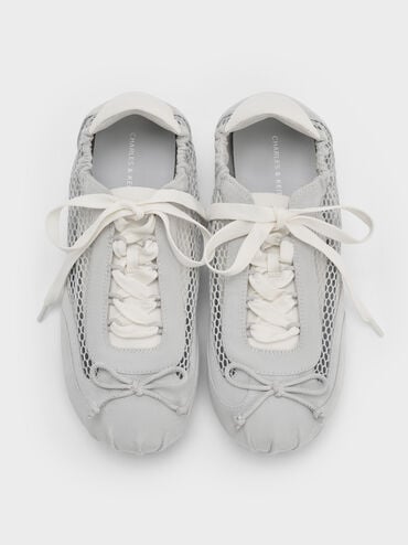 Cece Mesh Ruched Bow Ballet Sneakers, Light Grey, hi-res