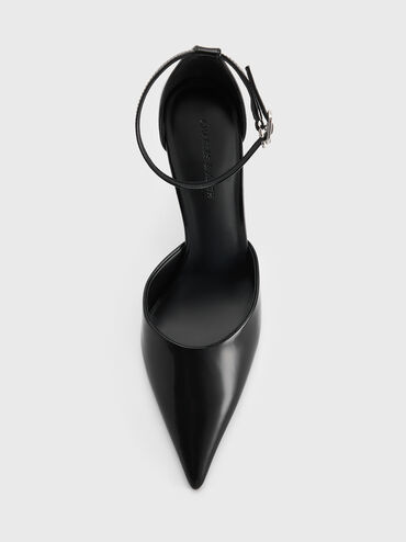 Pointed-Toe Ankle-Strap D'Orsay Pumps, Black Box, hi-res