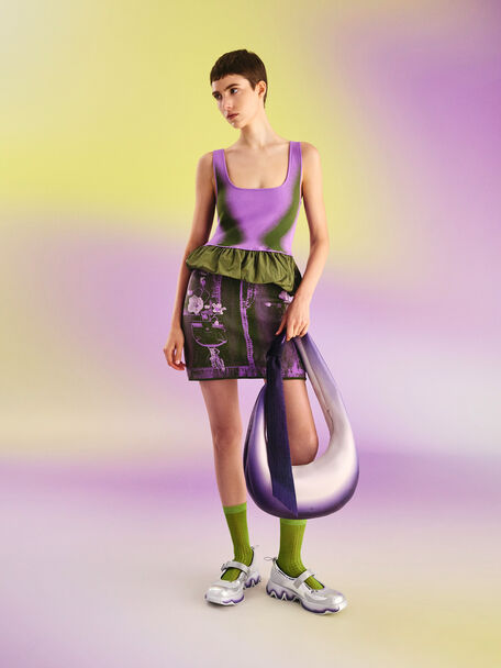 Toni Gradient Knotted Crescent Hobo Bag, Purple, hi-res