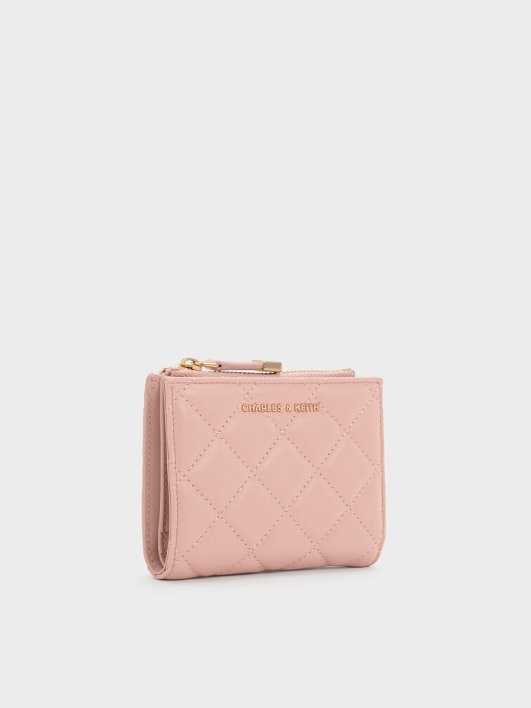 Alva Quilted Top-Zip Small Wallet, Pink, hi-res
