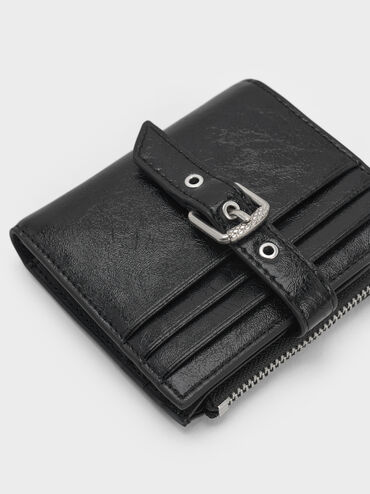 Blaise Grommet-Belt Top-Zip Small Wallet, Noir, hi-res