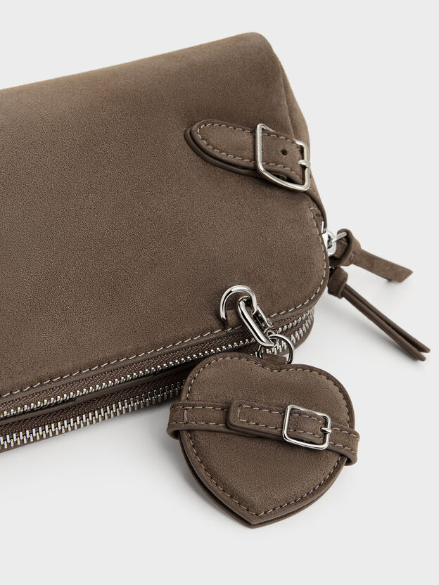 Nellie Heart-Charm Shoulder Bag, Stone Grey, hi-res