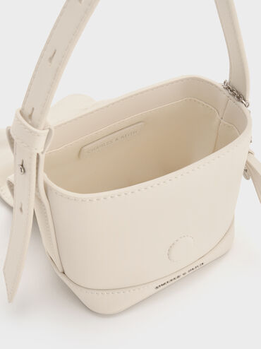 Kadee Ruched Bow-Charm Mini Bag, Cream, hi-res