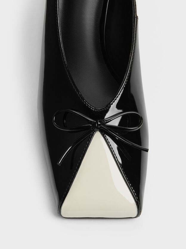 Patent Contrast-Panel Bow Pumps, Black Patent, hi-res