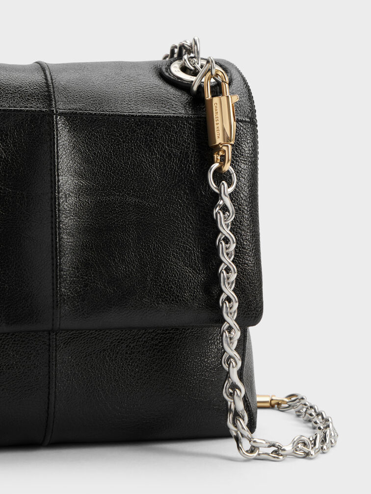 Delfina Quilted Chain-Strap Shoulder Bag, Black, hi-res