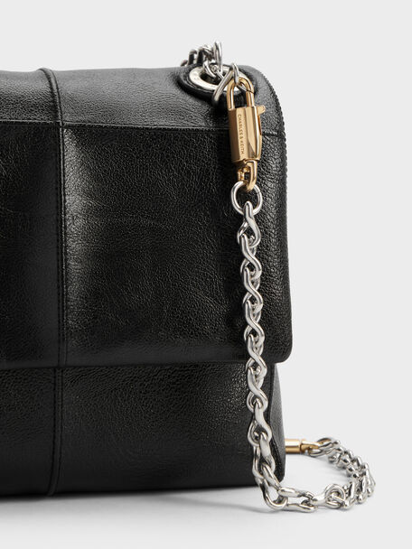 Delfina Quilted Chain-Strap Shoulder Bag, Black, hi-res