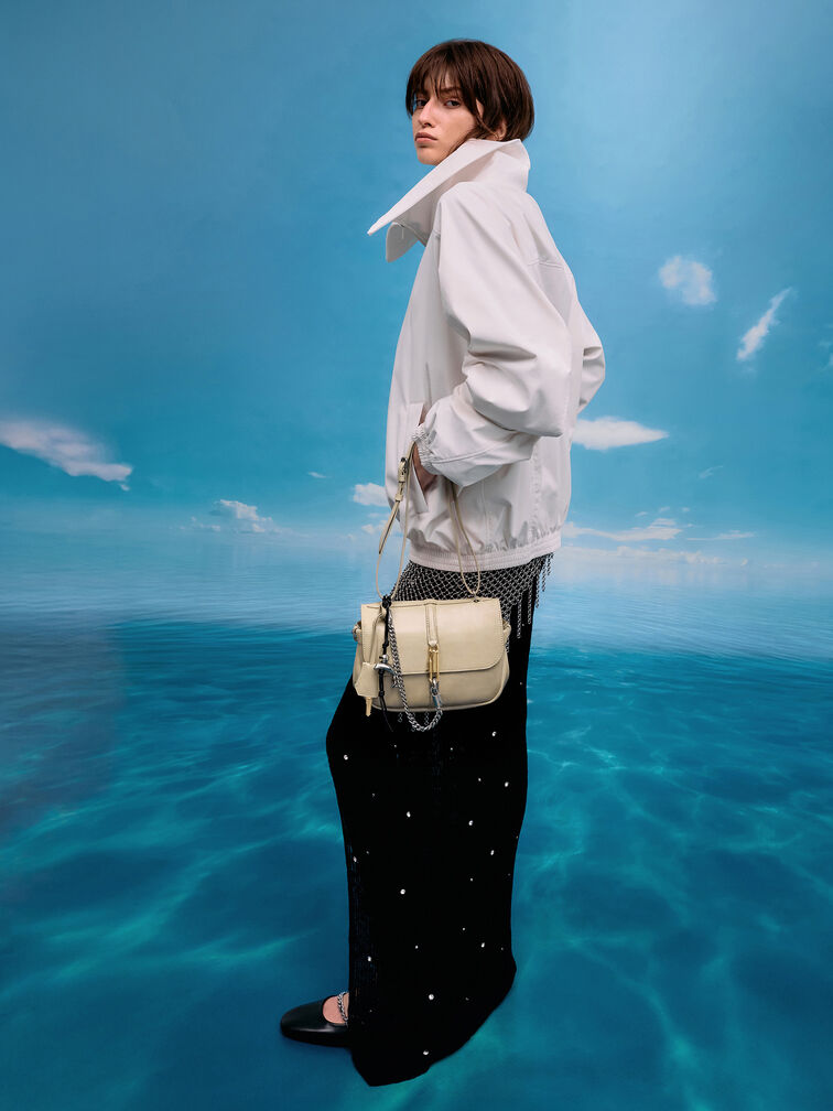 Delfina Chain Crossbody Bag, Sand, hi-res