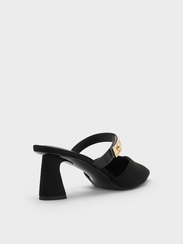 Lando Faux Suede Heeled Mules, Black2, hi-res