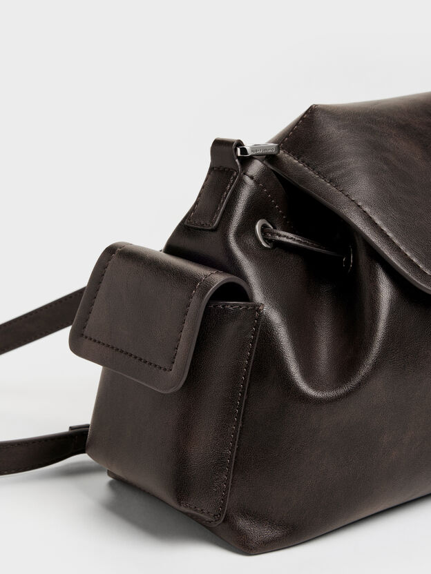 Noane Side-Pocket Bucket Bag, Dark Brown, hi-res