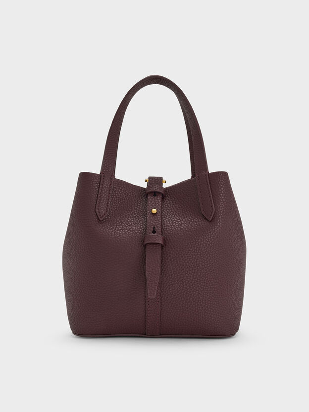 Beryl Belted Bucket Bag, Wineberry Red, hi-res