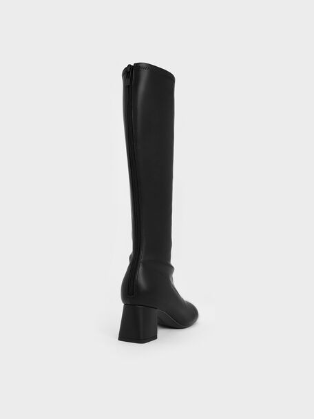Block-Heel Knee-High Boots, Black, hi-res