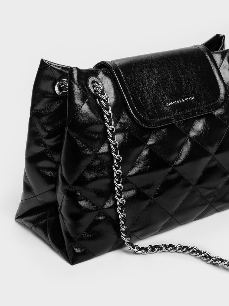 Large Apfra Quilted Shoulder Bag, Noir, hi-res