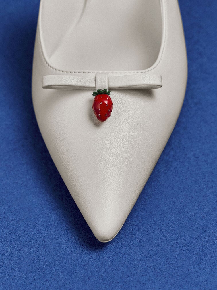 Sonali Strawberry Bow Slingback Pumps, White, hi-res