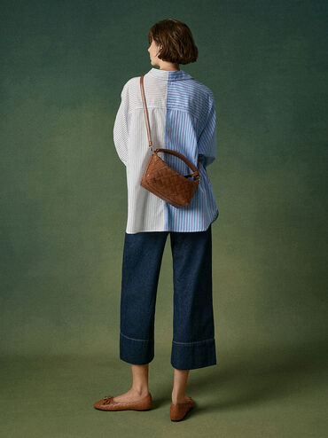 Ivette Woven Shoulder Bag, Chocolate, hi-res