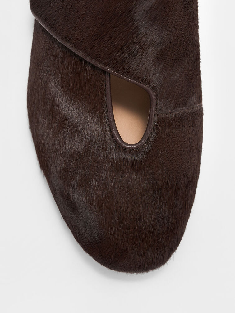 Pippa Calf Hair Ballet Flats, Dark Brown Textured, hi-res