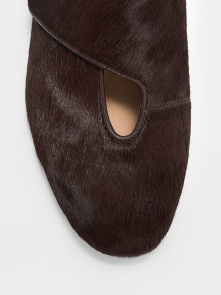 Pippa Calf Hair Ballet Flats, Dark Brown Textured, hi-res