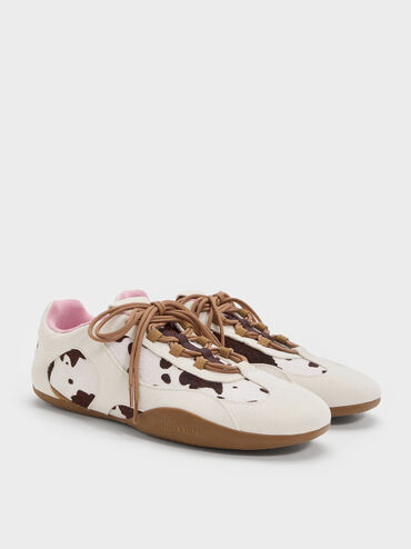 Calf Hair & Suede Cow-Print Top-Flap Sneakers, Multi, hi-res