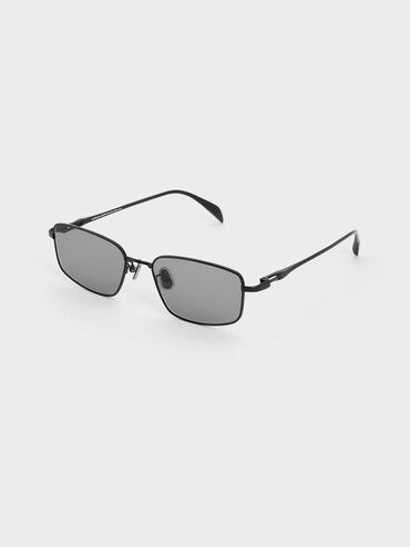 Inara Metallic-Rim Sunglasses, Black, hi-res