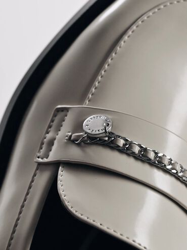 Braided-Chain Metallic-Accent Loafers, Chalk, hi-res