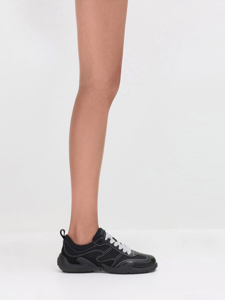 Minette Low-Top Sneakers, Black Textured, hi-res