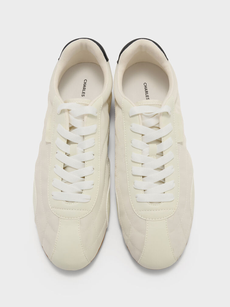 Nylon Contrast-Panel Low-Top Sneakers, Chalk, hi-res