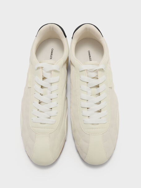 Nylon Contrast-Panel Low-Top Sneakers, Chalk, hi-res