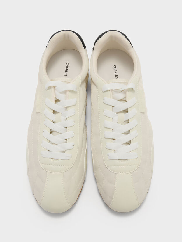 Nylon Contrast-Panel Low-Top Sneakers, Chalk, hi-res