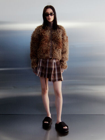 Loren Textured Platform Sandals, Black Textured, hi-res