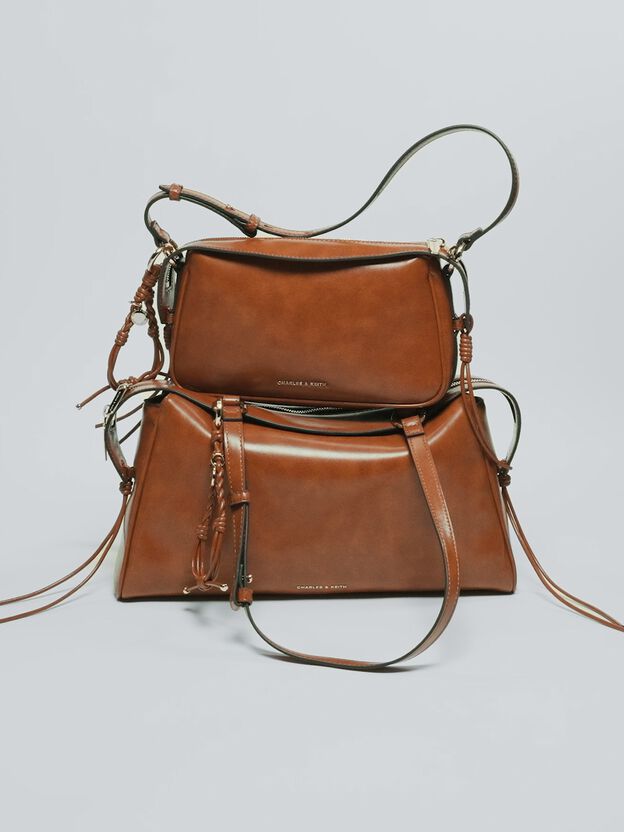 Mini Haylen Braided-Charm Shoulder Bag, Distressed Tan, hi-res