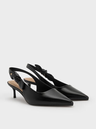 Jayce Leather Slingback Kitten Heels, Black, hi-res