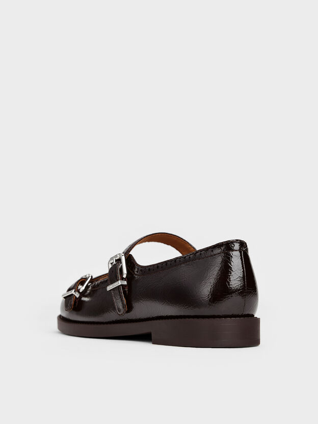 Double-Strap Brogue Mary Janes, Dark Brown, hi-res