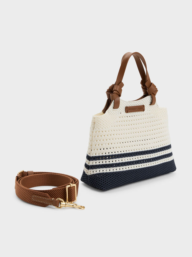 Mini Ida Striped Knitted Tote Bag, Multi, hi-res