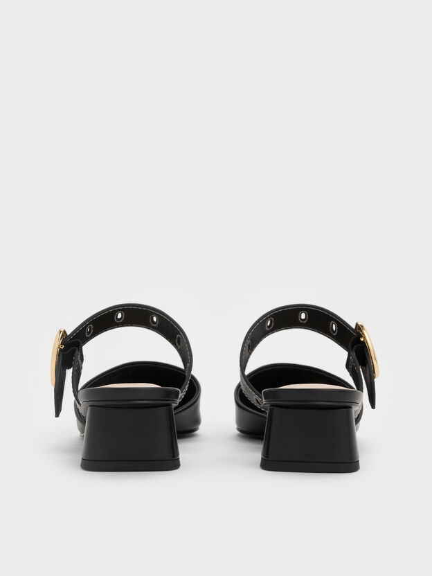 Sepphe Buckle-Strap Heeled Mules, Black, hi-res
